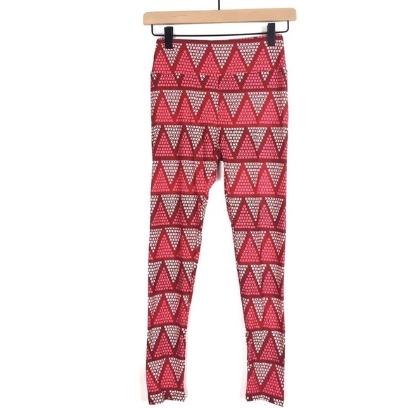 LULAROE Leggings Valentine’s Day Love XOXO Triangle OS One Size Red White Pink - Picture 2 of 9